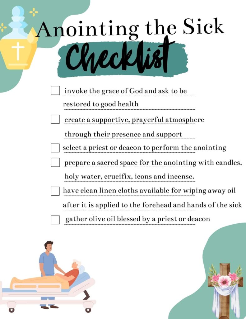 Anointing the Sick Checklist - one of the sacraments