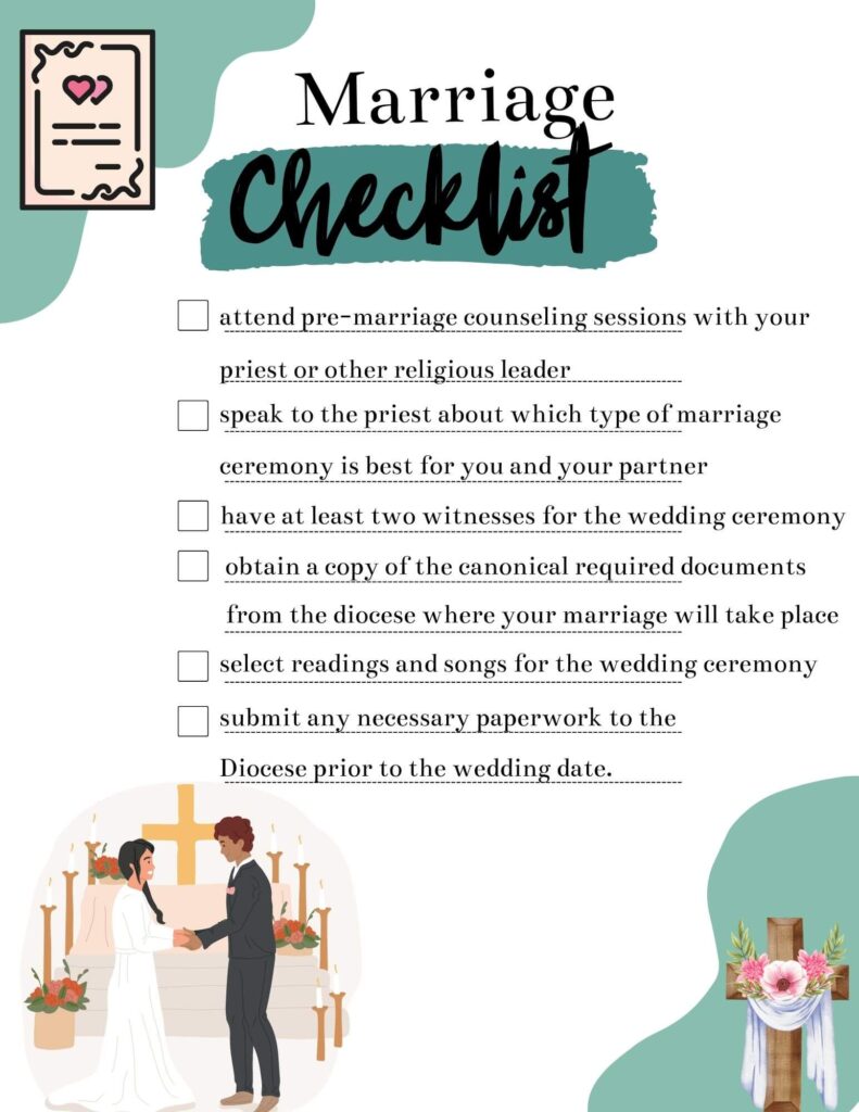 Marriage Checklist for the Sacrament